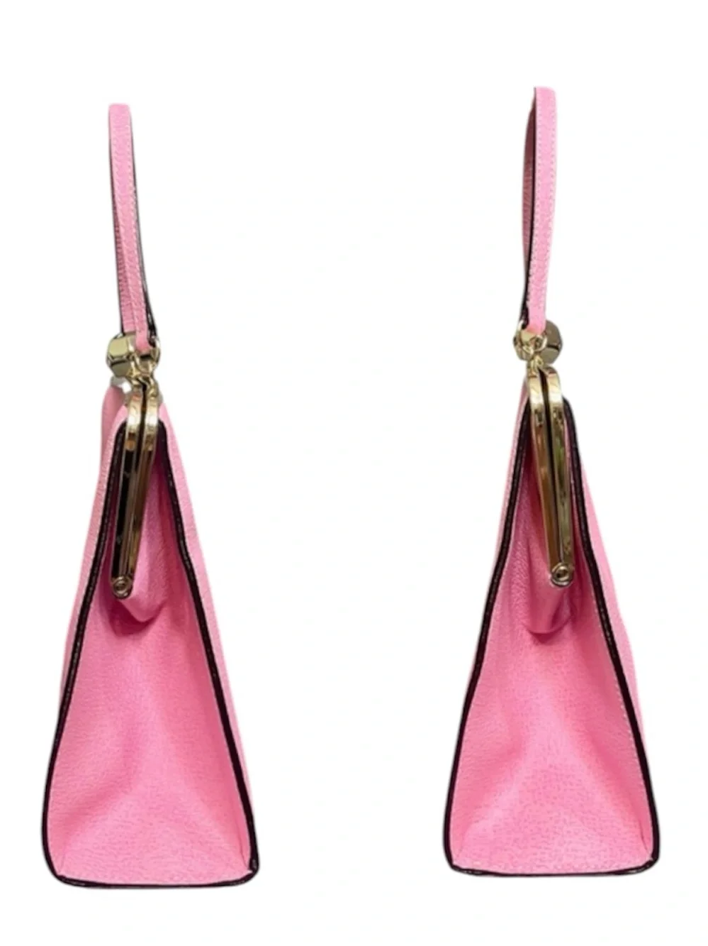 Frances Valentine Pink Pebbled Leather Top Handle Jackie Frame Satchel w Geodome